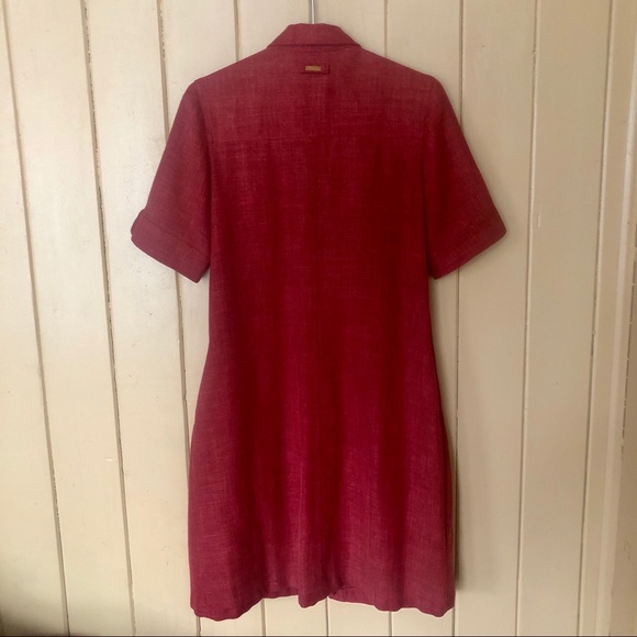 Weill Paris Cranberry Button Down Dress Linen Blen - Picture 6 of 9